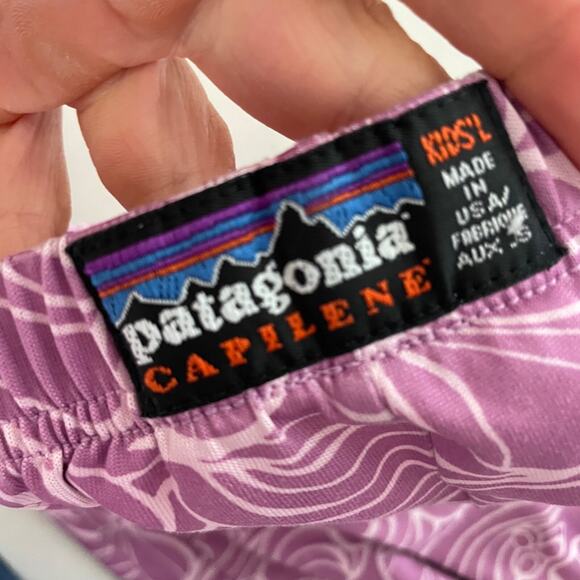 Patagonia Capilene Thermal Baselayer Pants Girls L Leggings Pink Flower - Picture 2 of 3